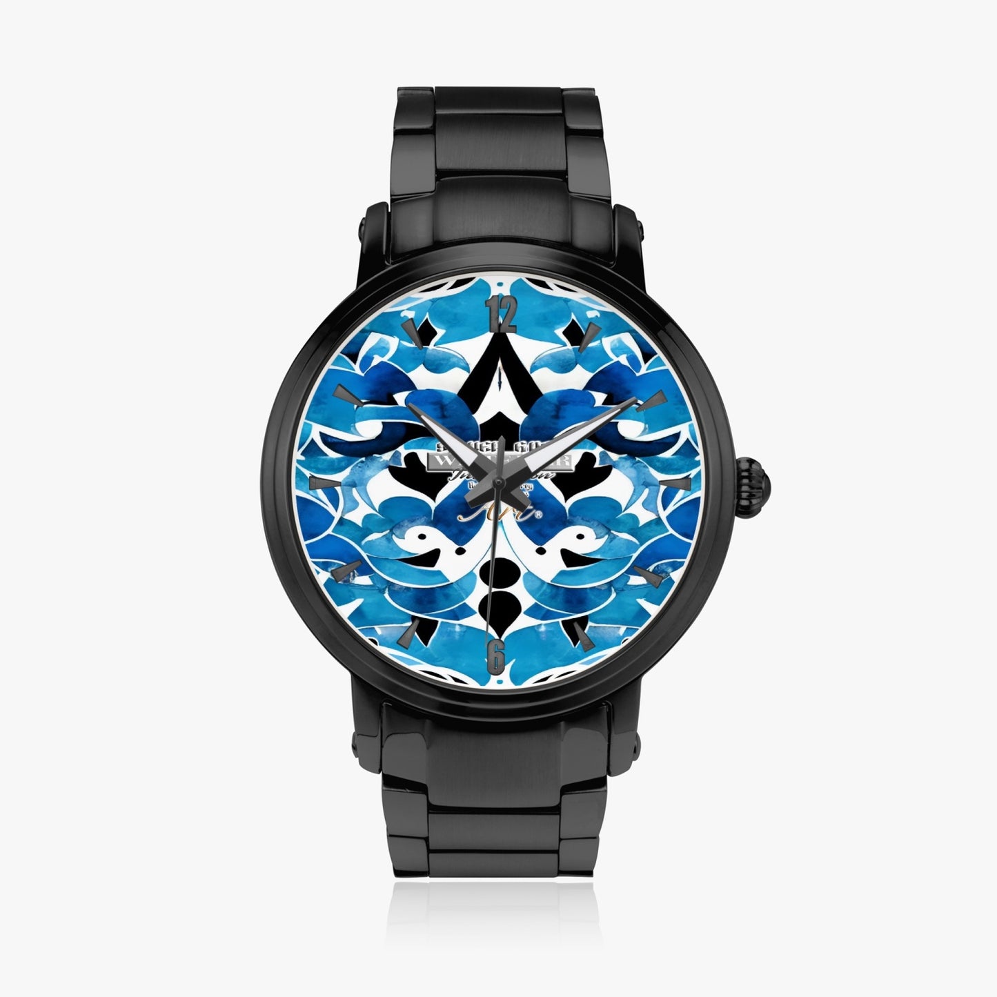 Silver grey white hair inspiration abstract pattern New Steel Strap Automatic Watch (With Indicators)