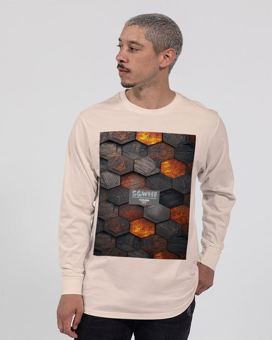 Cool stone hexagon patten 3D Unisex Long Sleeve Tee | Lane Seven