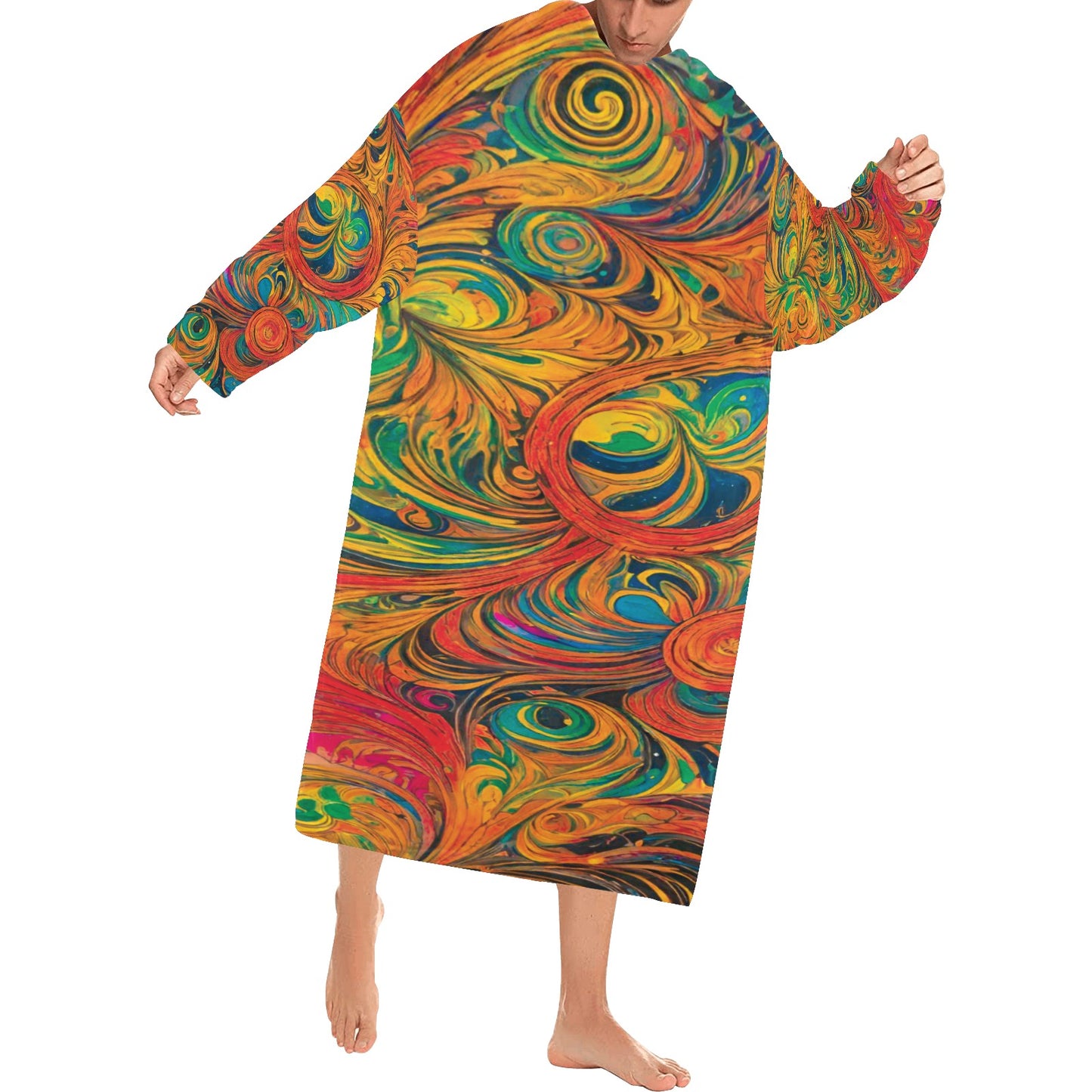 Blanket Robe with Sleeves for Adults