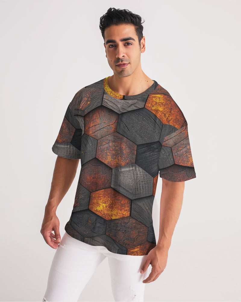 Cool stone hexagon patten 3D Men's All-Over Print Premium Heavyweight Tee