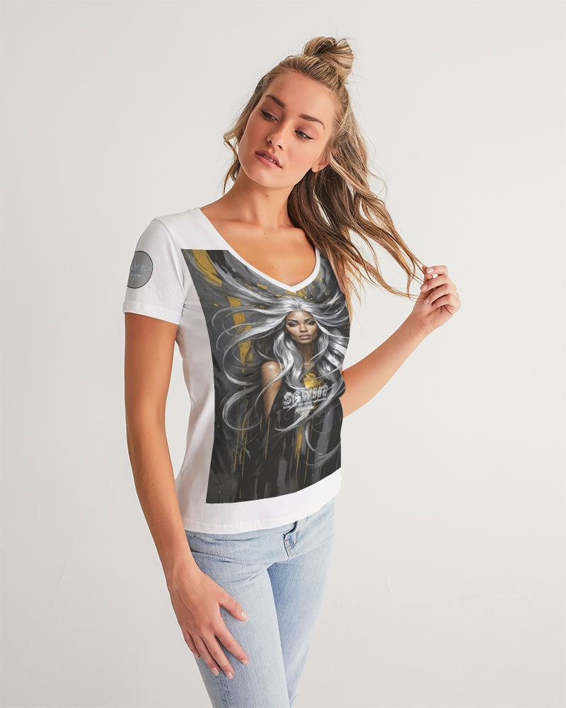 Black Sister Collection [Part 2 ] Women's All-Over Print V-Neck Tee