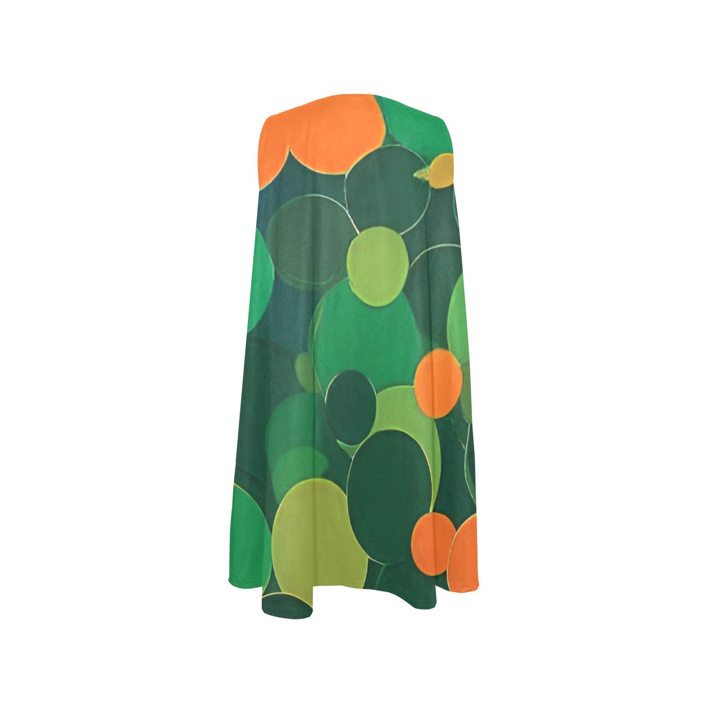 Orange and green ball pattern Sleeveless A-Line Pocket Dress (D57)