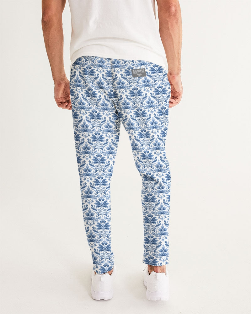 light blue Royal patten  Men's All-Over Print Joggers