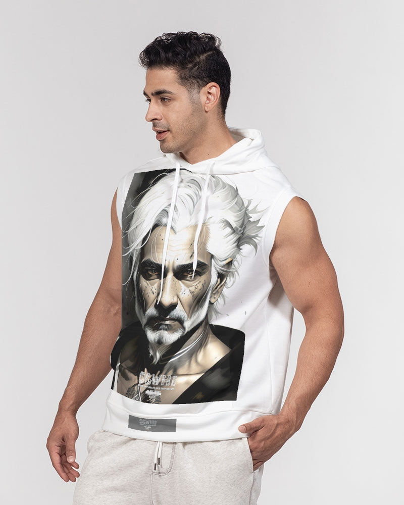 Handsome Silver grey Indian ink Portrait Men's All-Over Print Heavyweight Sleeveless Hoodie