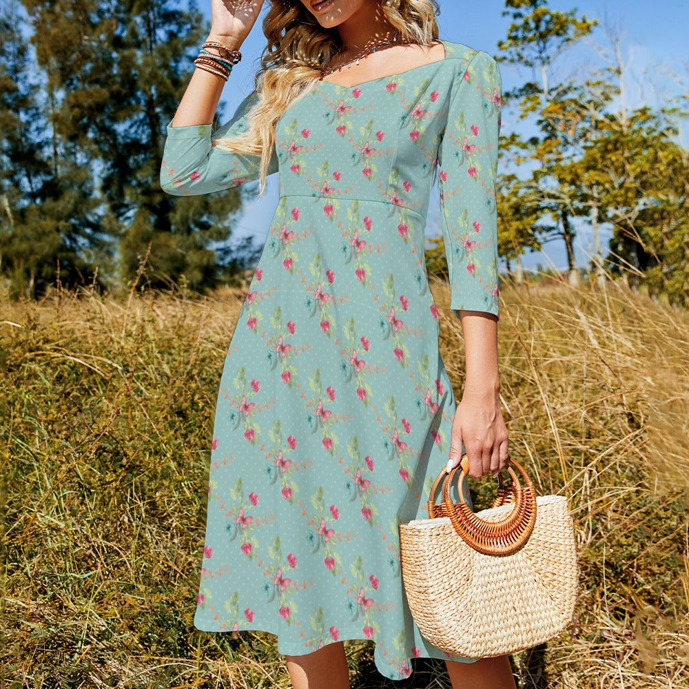 Sweetheart Knot Flare Dress