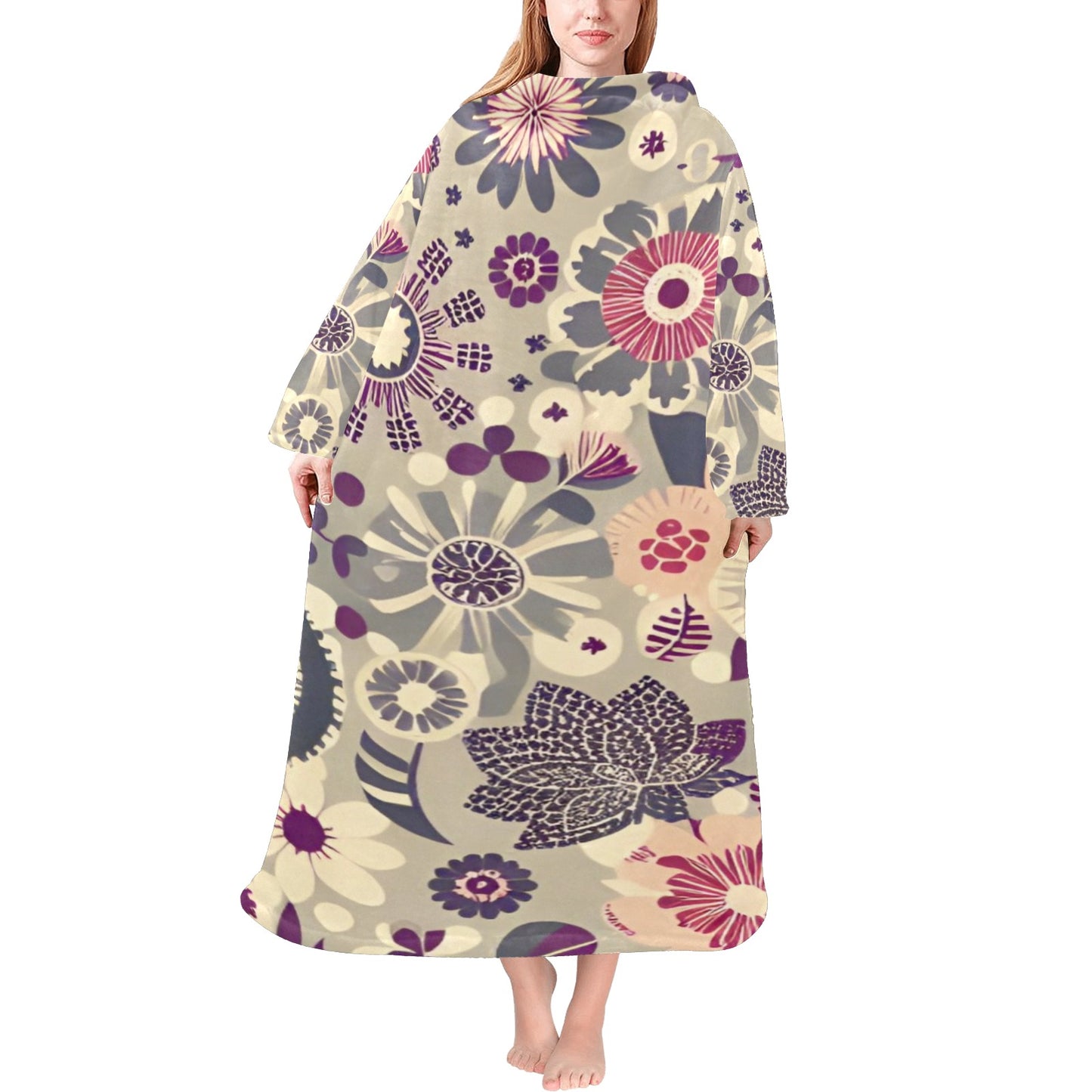 Blanket Robe with Sleeves for Adults