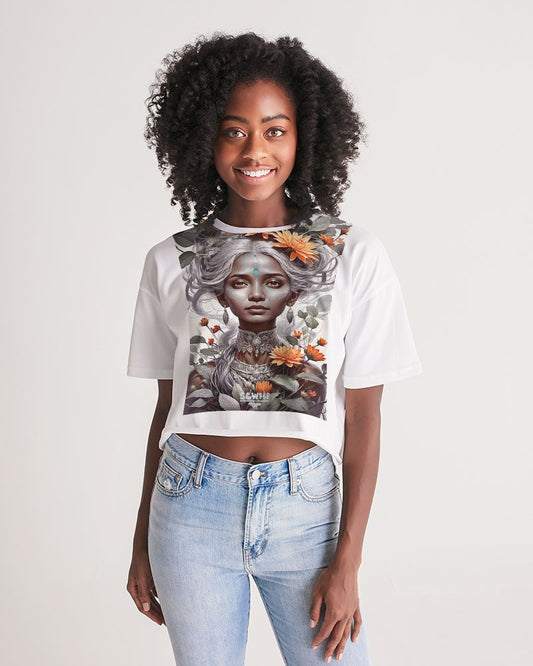 Blossom Indian Grey sister Women's All-Over Print Lounge Cropped Tee