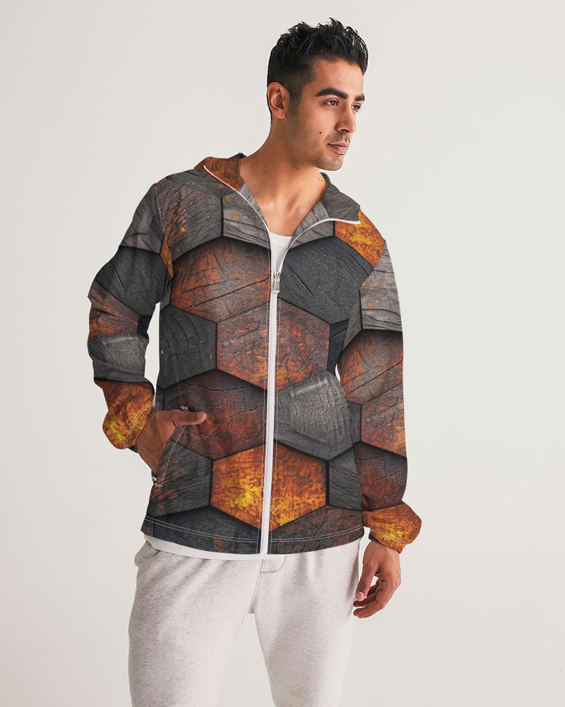 Cool stone hexagon patten 3D Men's All-Over Print Windbreaker