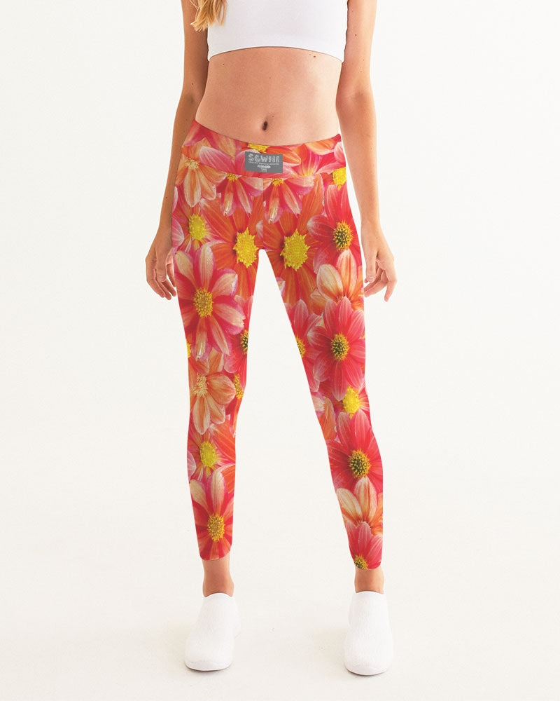 Beautiful blood orange flower design Women's All-Over Print Yoga Pants