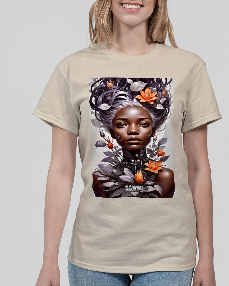 Beautiful black silver grey hair blossom women Unisex Ultra Cotton T-Shirt | Gildan