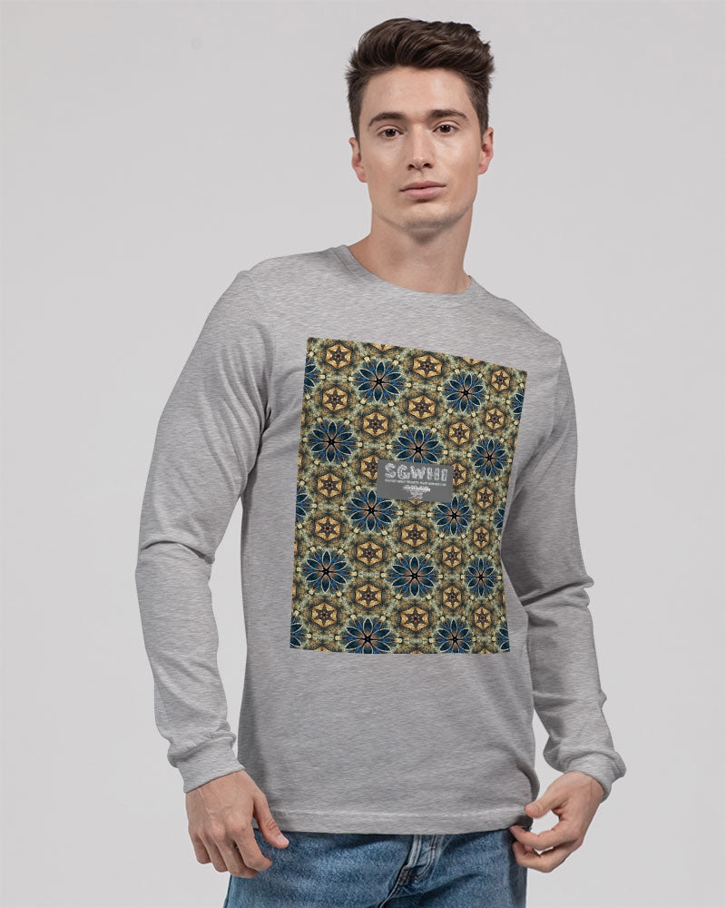 Green & Dark Blue almost star pattern. Unisex Jersey Long Sleeve Tee | Bella + Canvas