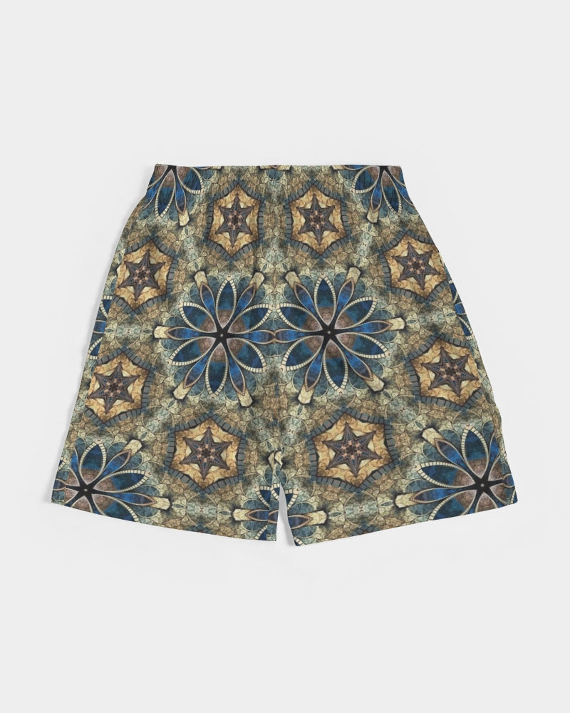 Green & Dark Blue almost star pattern. Men's All-Over Print Jogger Shorts