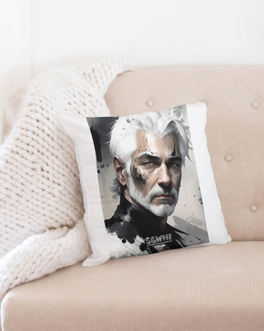 White silver grey fox King Throw Pillow Case 18"x18"