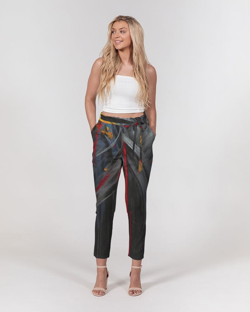 Asian collection [Part 1] Women's All-Over Print Belted Tapered Pants