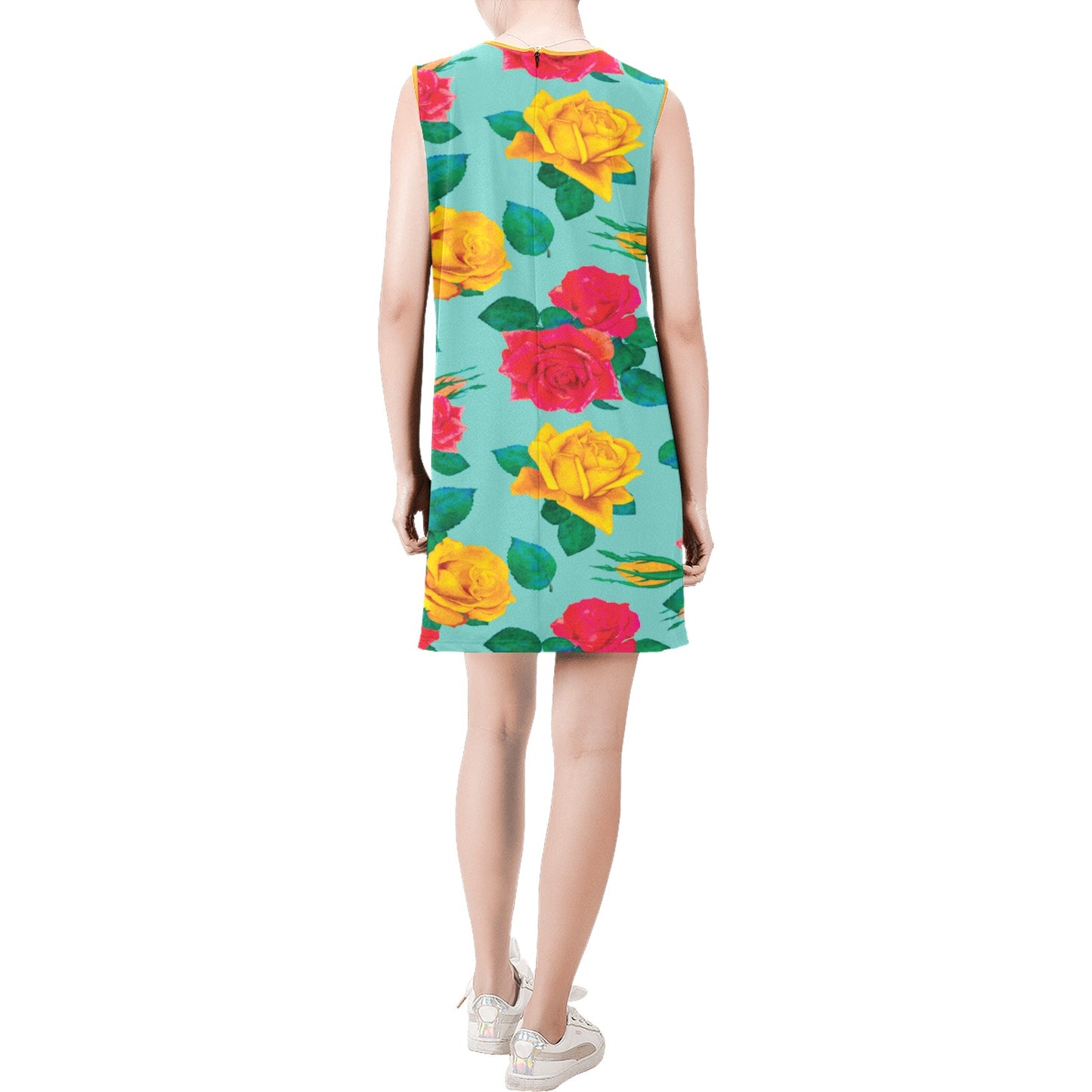 Sleeveless Round Neck Shift Dress (Model D51)