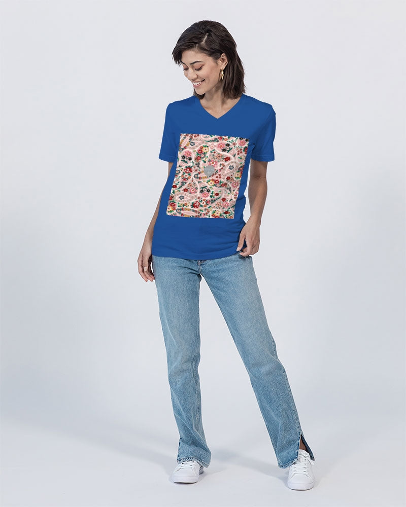 Pink abstract Pretty Sisters Unisex Jersey V-Neck Tee | Bella + Canvas