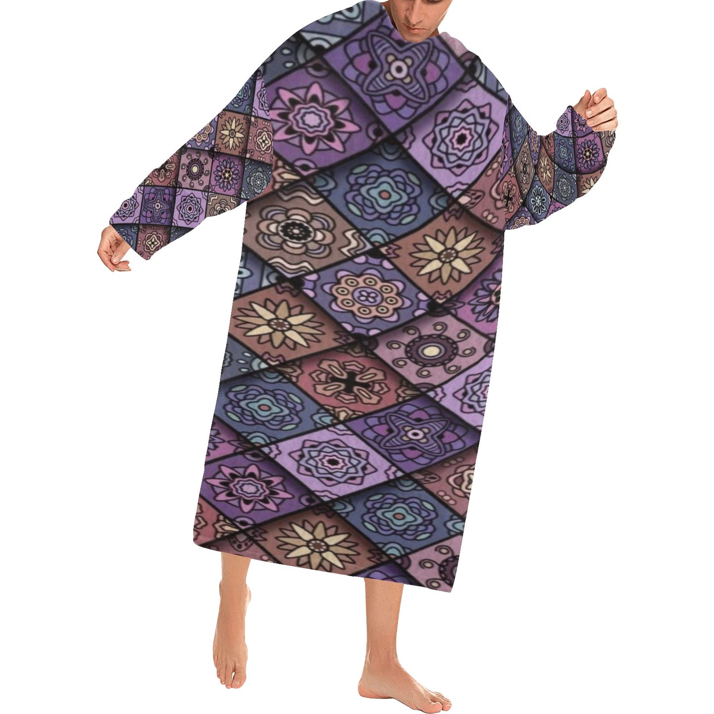 Blanket Robe with Sleeves for Adults