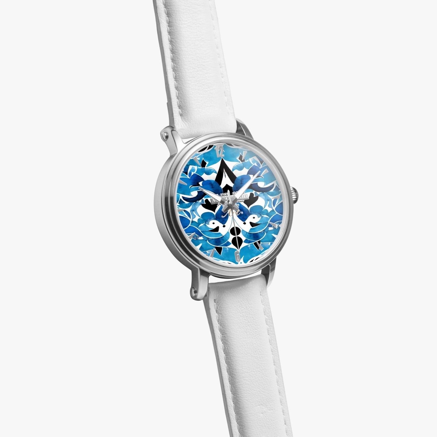 Silver grey white hair inspiration abstract pattern 46mm Unisex Automatic Watch (Silver)