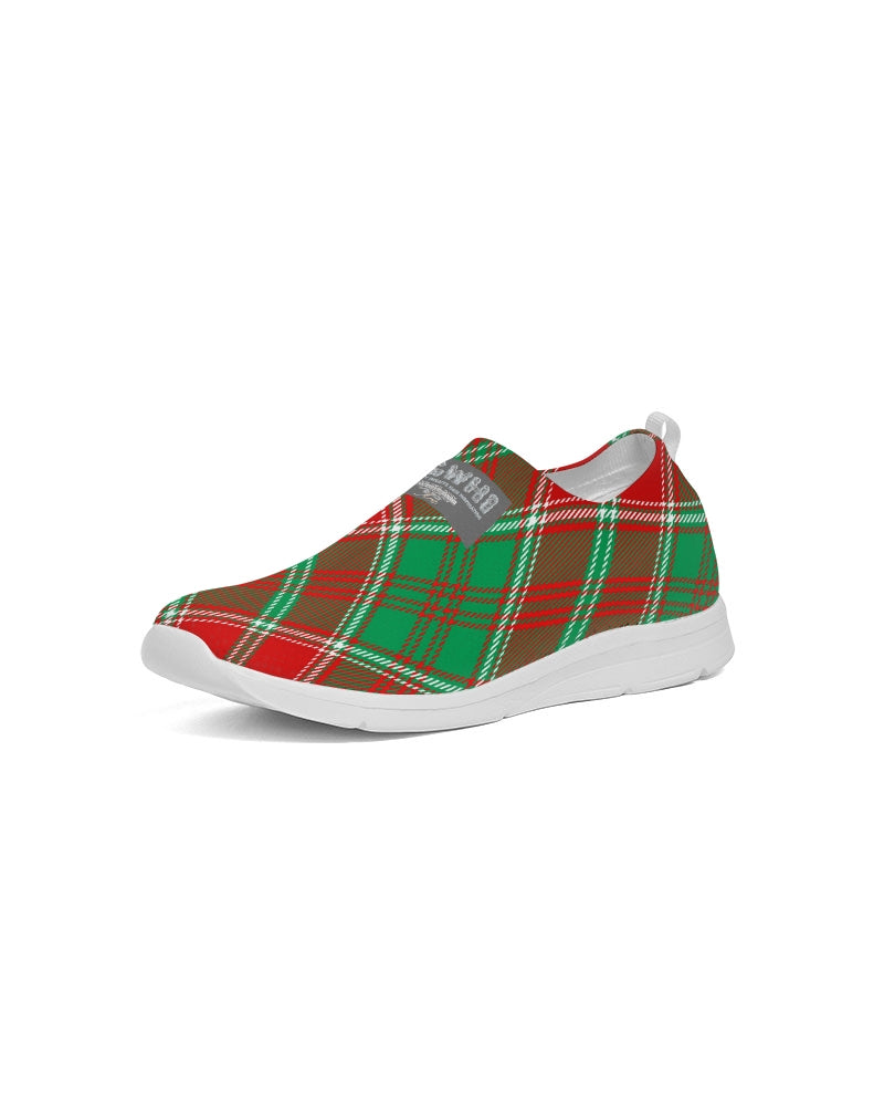 Red & Green cross pattern Men's Slip-On Flyknit Shoe