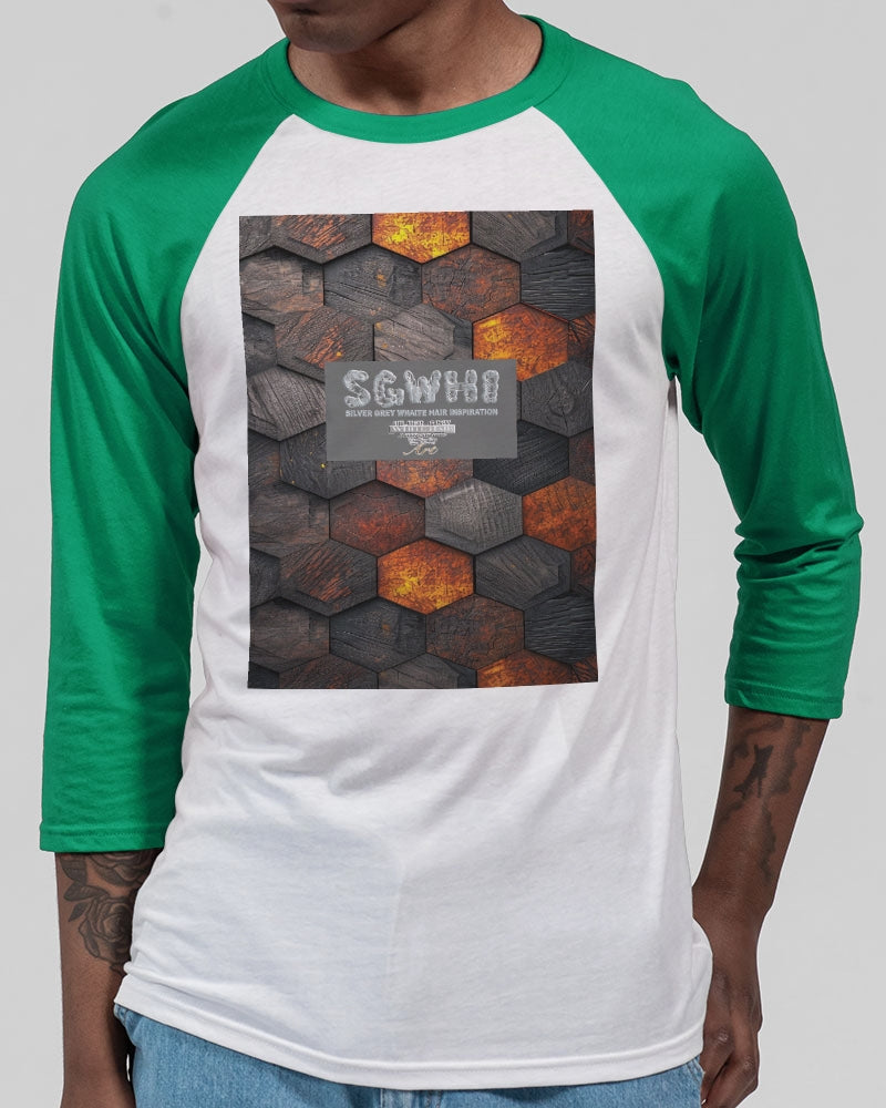 Cool stone hexagon patten 3D Unisex Three-Quarter Sleeve Baseball Tee | Bella + Canvas