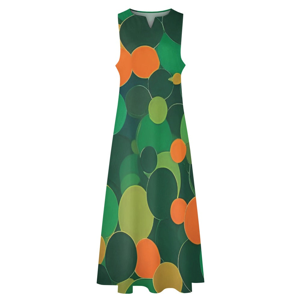 Orange and green ball pattern Long dress