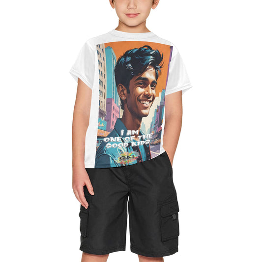 Big Boys' All Over Print Crew Neck T-Shirt(T40-2)