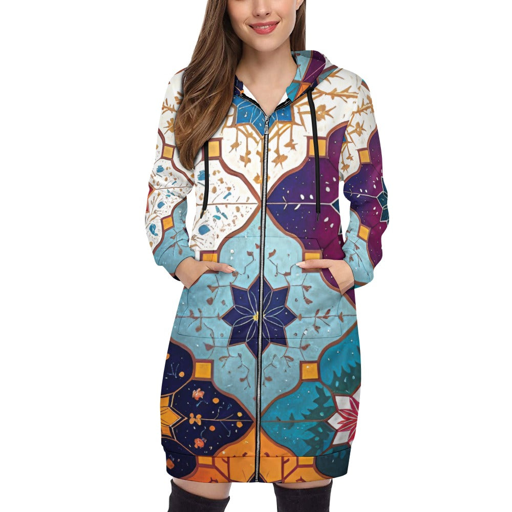 Women's full print long Hoodie