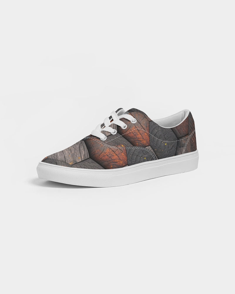 Cool stone hexagon patten 3D Men's Lace Up Canvas Shoe