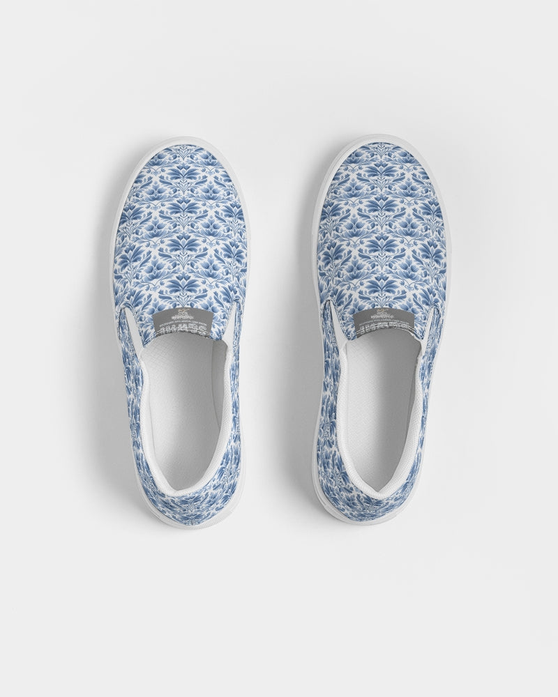 light blue Royal patten  Men's Slip-On Canvas Shoe