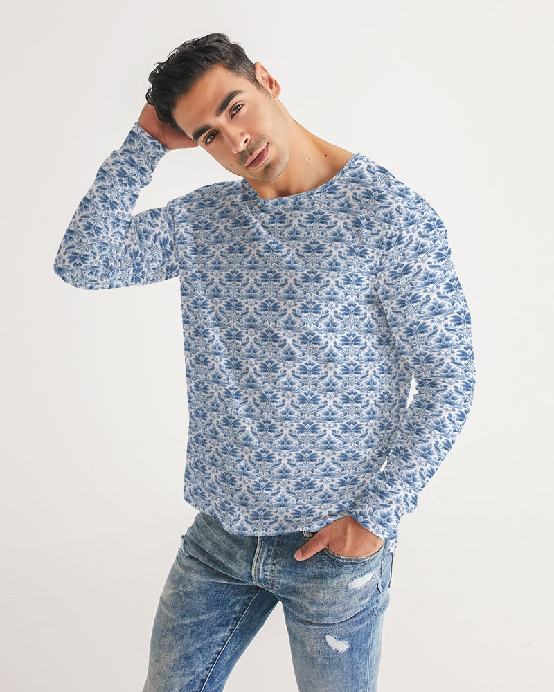 light blue Royal patten  Men's All-Over Print Long Sleeve Tee