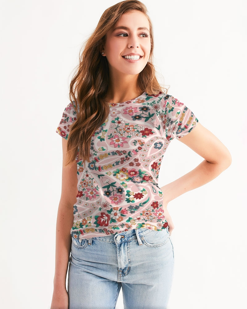 Pink abstract Pretty Sisters Women's All-Over Print Tee