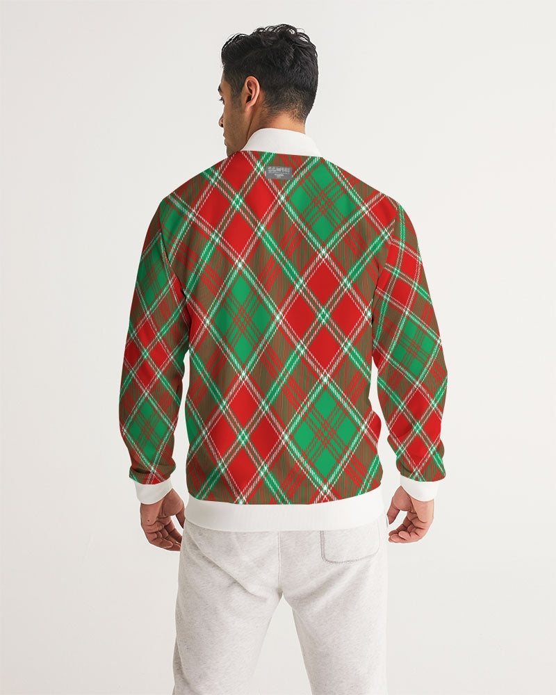 Red & Green cross pattern Men's All-Over Print Track Jacket