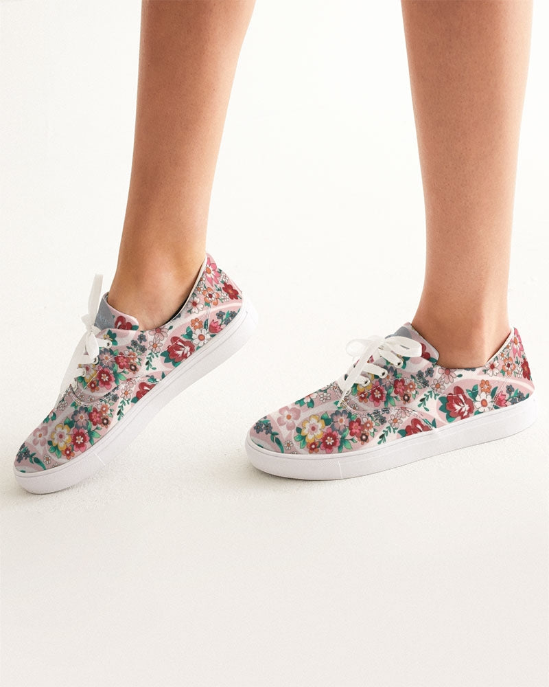 Pink abstract Pretty Sisters Women's Lace Up Canvas Shoe