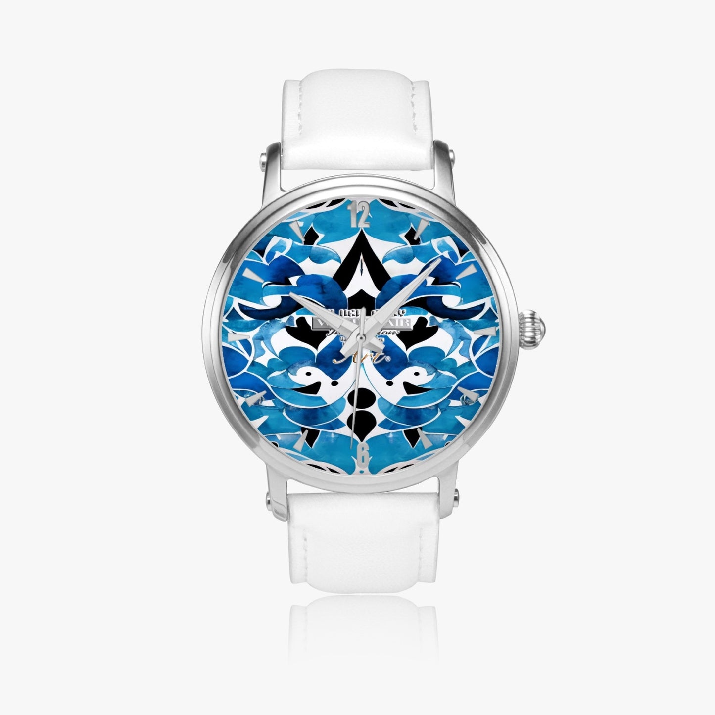 Silver grey white hair inspiration abstract pattern 46mm Unisex Automatic Watch (Silver)