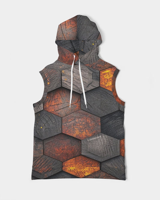 Cool stone hexagon patten 3D Men's All-Over Print Heavyweight Sleeveless Hoodie