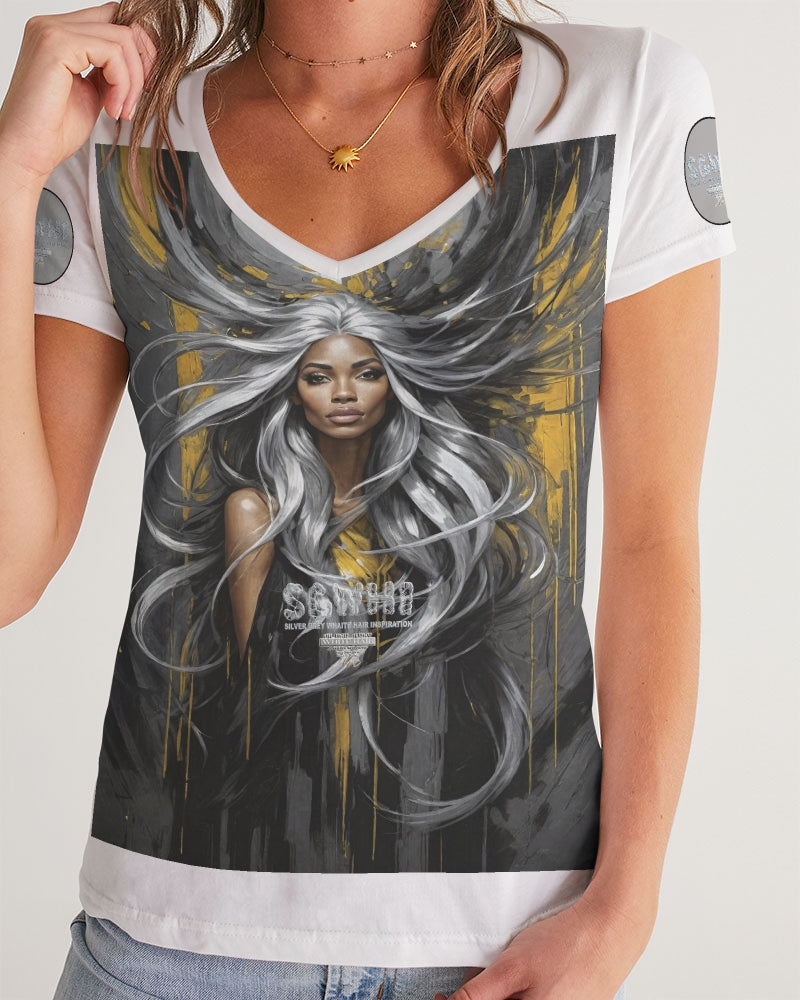 Black Sister Collection [Part 2 ] Women's All-Over Print V-Neck Tee