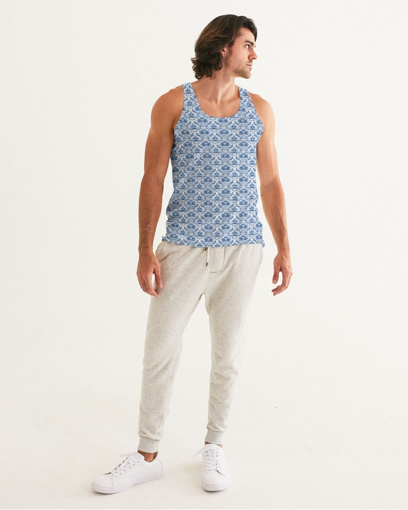 light blue Royal patten  Men's All-Over Print Tank