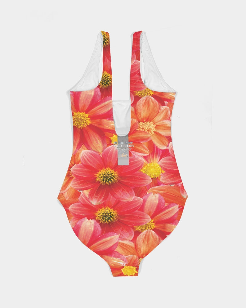 Beautiful blood orange flower design Women's All-Over Print One-Piece Swimsuit