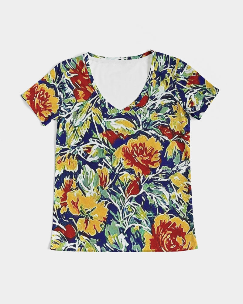 Painted floor design Women's All-Over Print V-Neck Tee