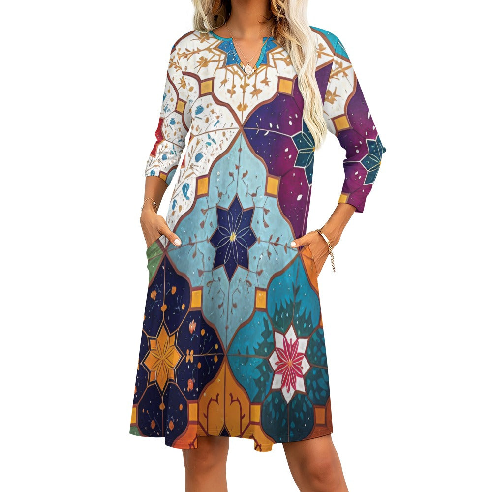 7-point sleeve dress