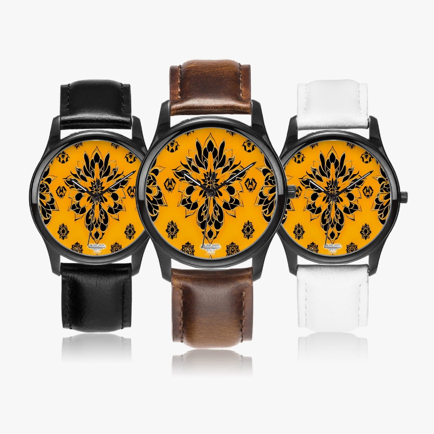 Orange and black royal pattern Black Type Classic Quartz Watch