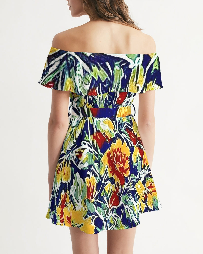 Painted floor design Women's All-Over Print Off-Shoulder Dress