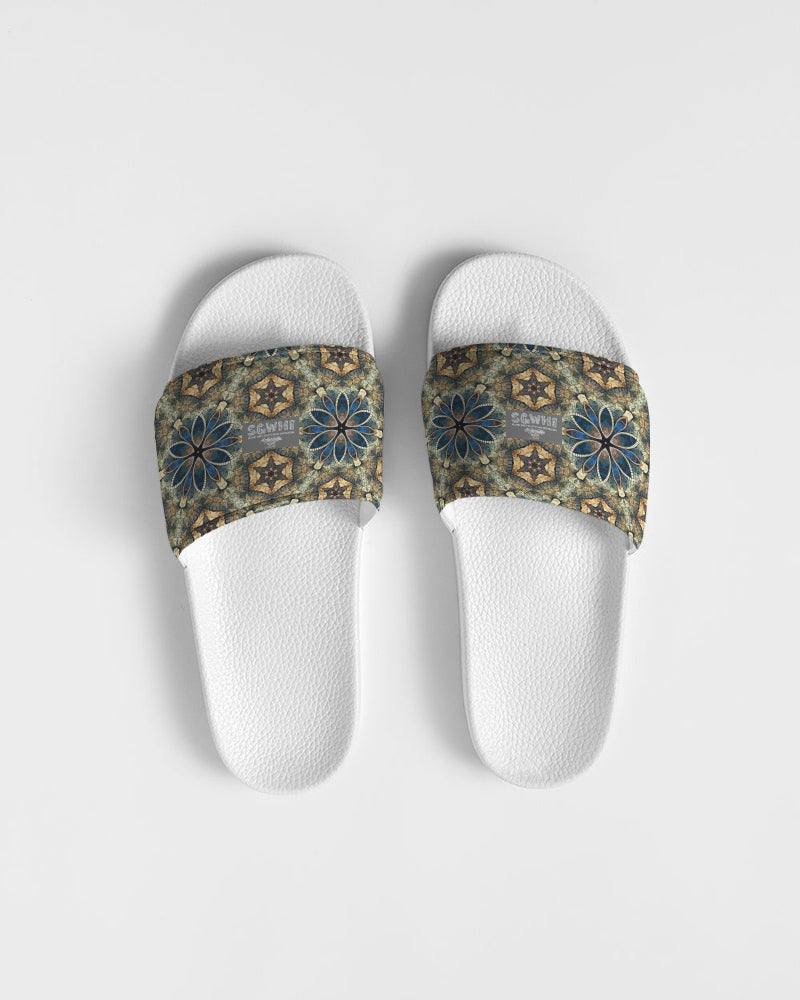 Green & Dark Blue almost star pattern. Men's Slide Sandal