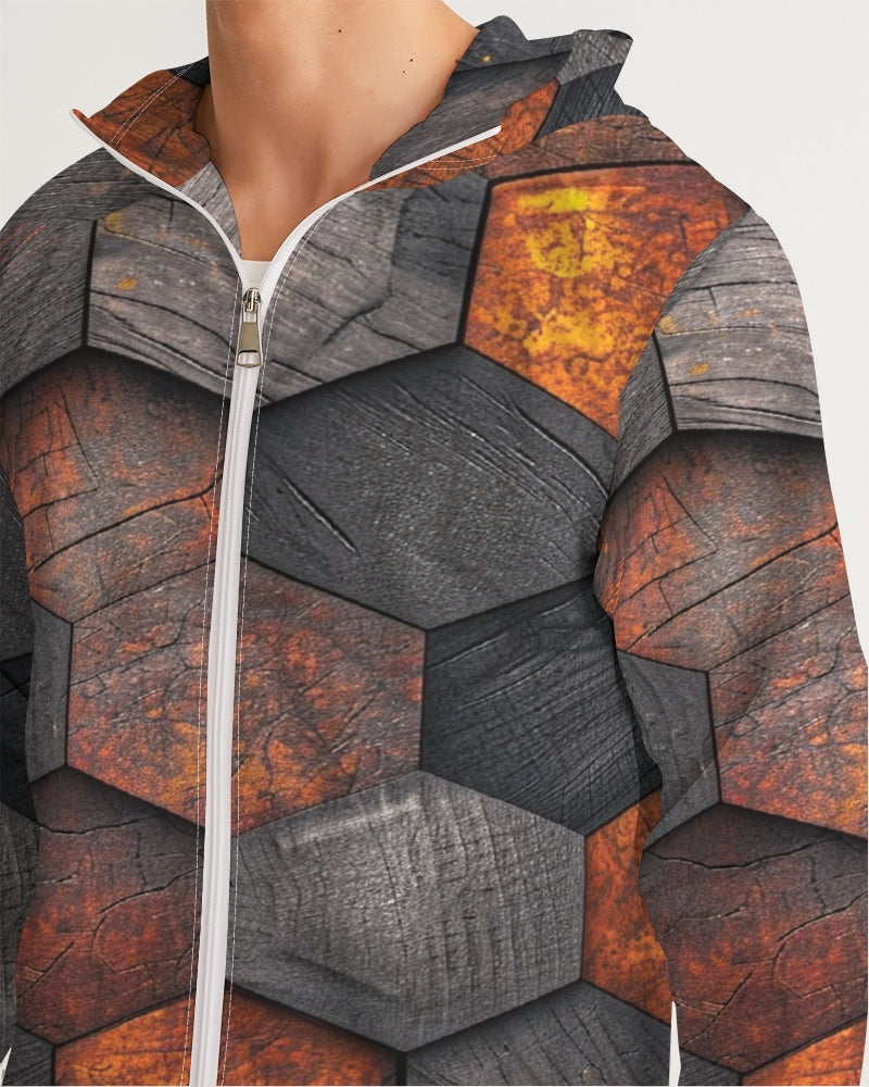 Cool stone hexagon patten 3D Men's All-Over Print Windbreaker