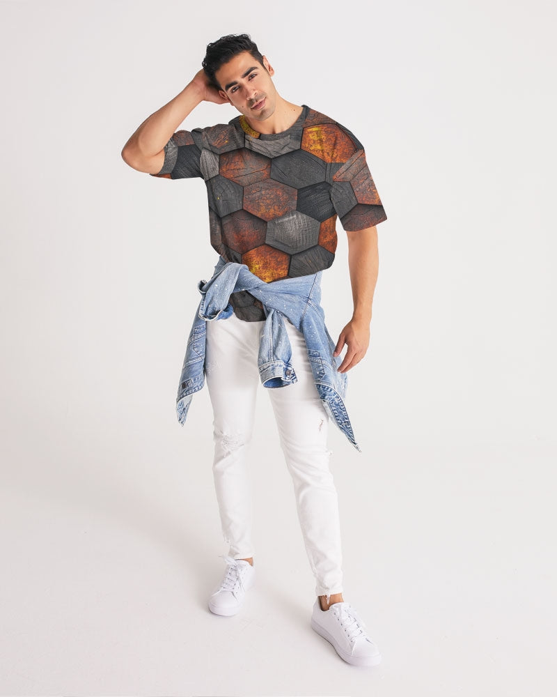 Cool stone hexagon patten 3D Men's All-Over Print Premium Heavyweight Tee