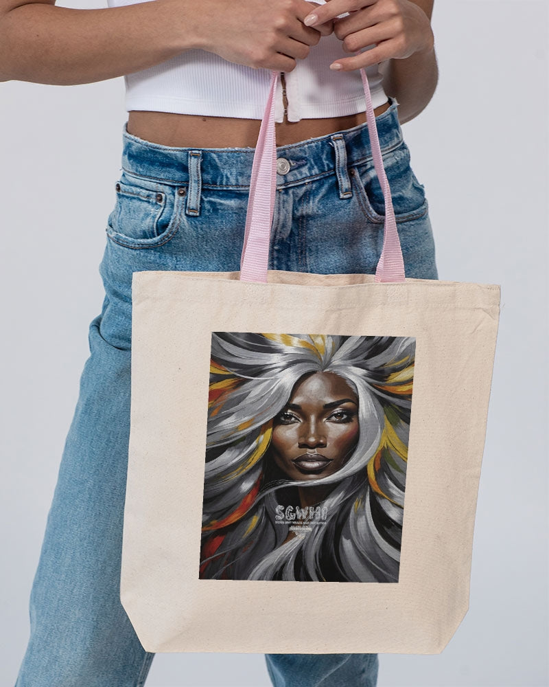 Black Sister Collection [Part 1 ] Canvas Tote with Contrast-Color Handles | Q-Tees