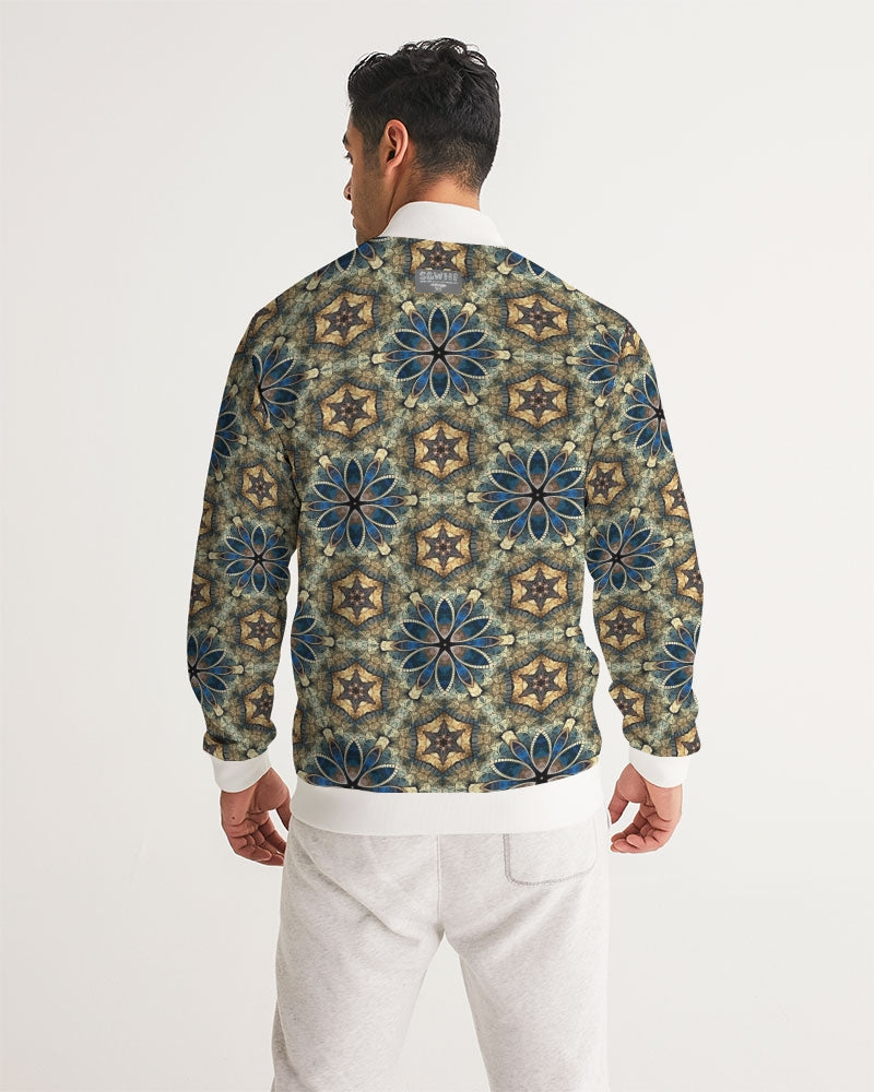 Green & Dark Blue almost star pattern. Men's All-Over Print Track Jacket