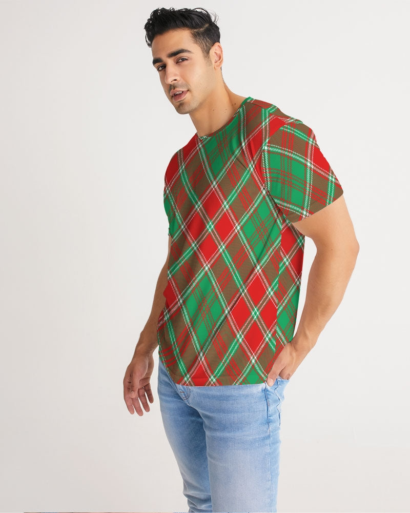 Red & Green cross pattern Men's All-Over Print Tee