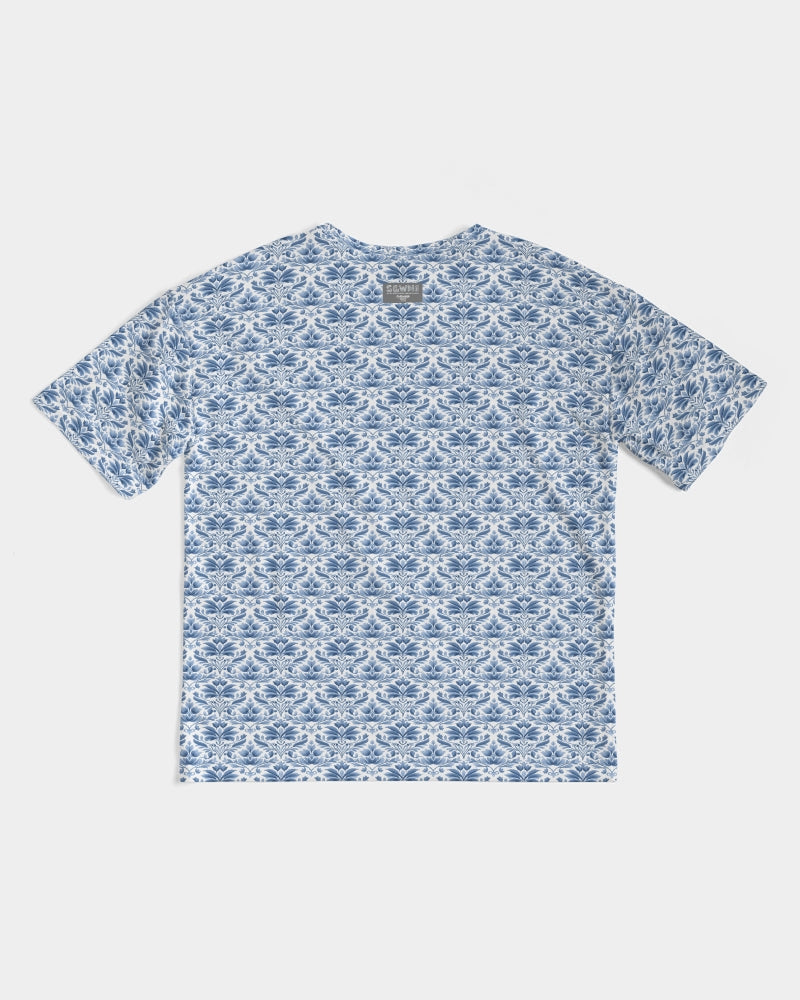 light blue Royal patten  Men's All-Over Print Premium Heavyweight Tee