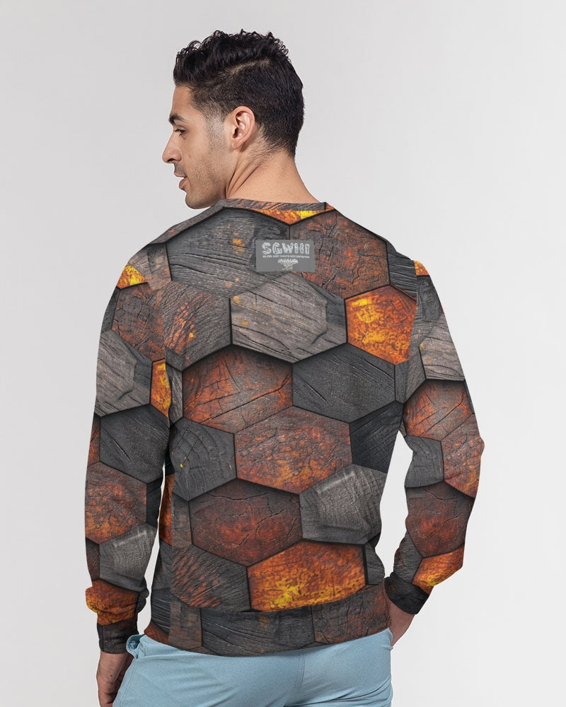 Cool stone hexagon patten 3D Men's All-Over Print Classic French Terry Crewneck Pullover